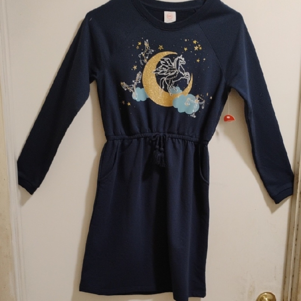 wonder nation Navy Dress with Gold Moon & Light Blue Pegasus